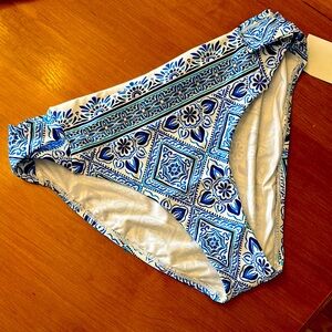 NWT La Blanca Greek Tile Bikini Swim Bottom Size 8/10/12